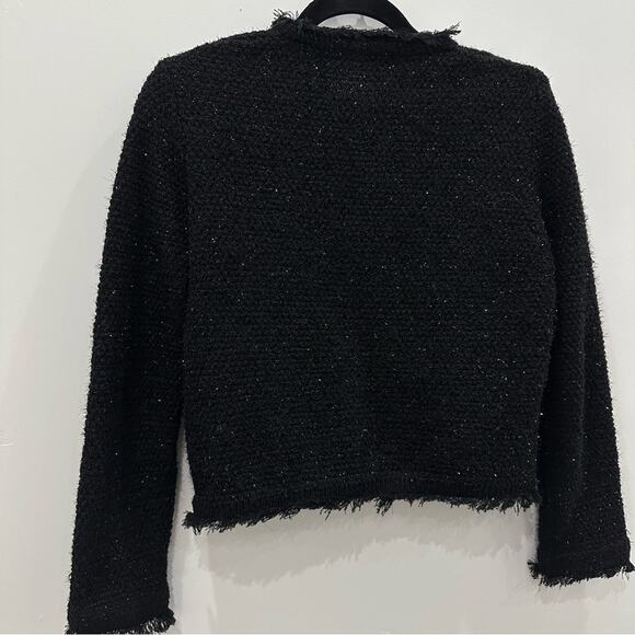 Zara Black Metallic Tweed Thread Knit Cardigan Jacket. - Picture 7 of 10